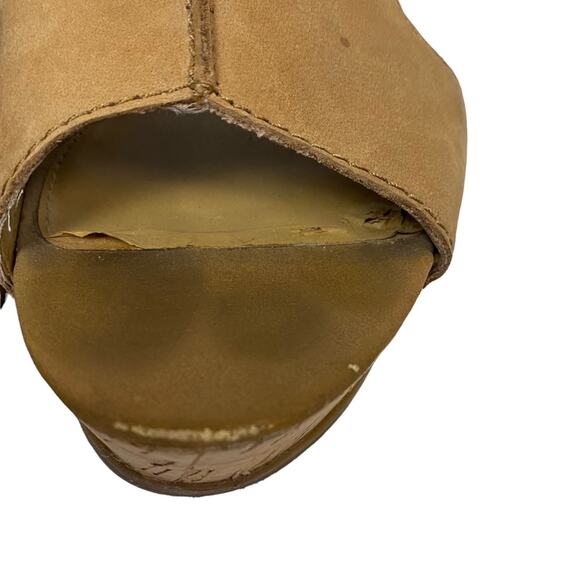 Franco Sarto Fiona Tan Leather Cork Platform Wedge Slip On Shoes Size 11 - Picture 11 of 13
